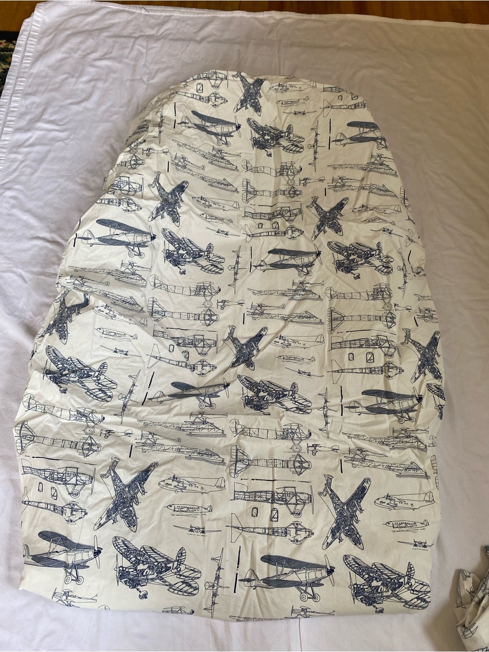 Restoration Hardware Baby And Child Vintage Airplane Blueprint Crib Sheet Set - Picture 10 of 16